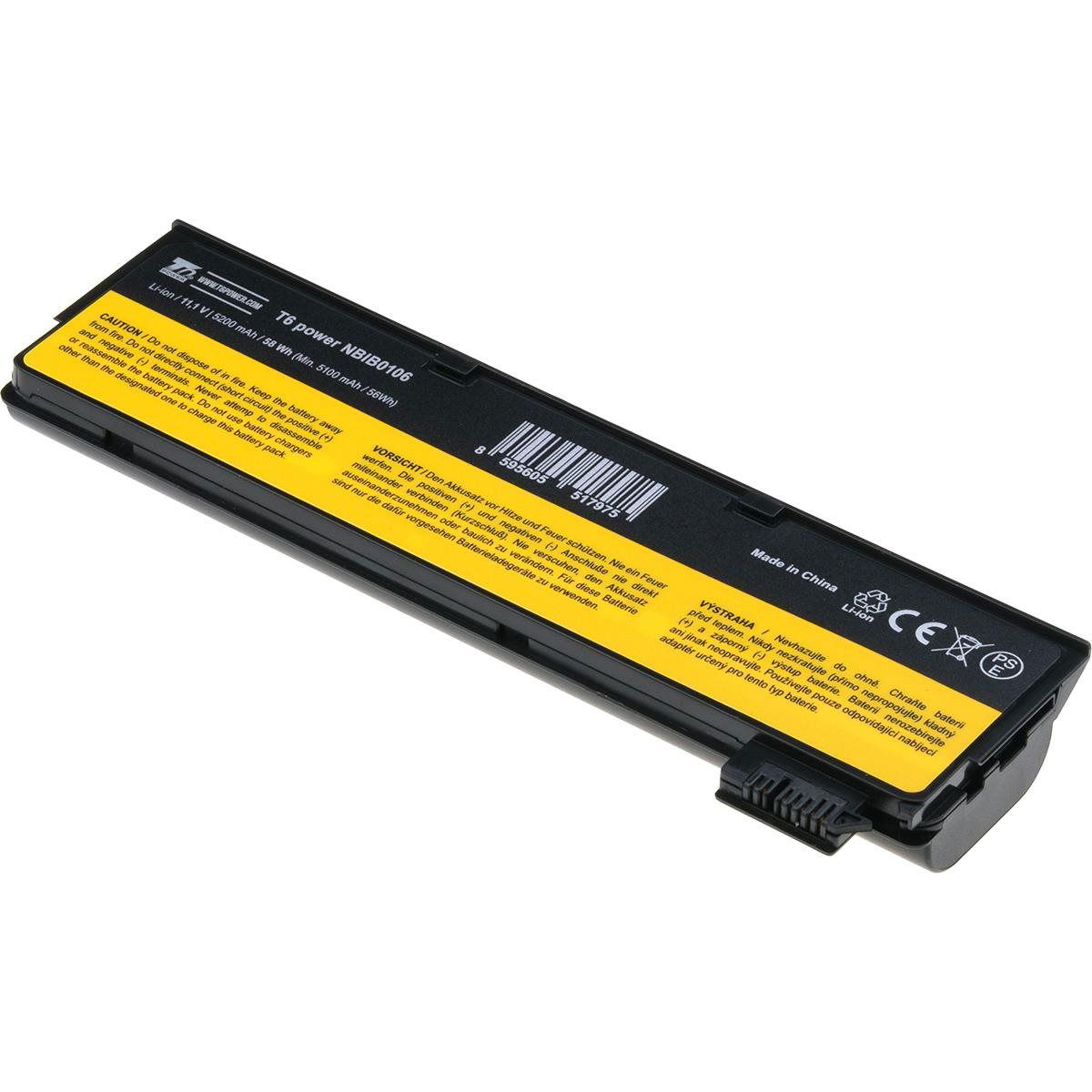 T6 Power for Lenovo ThinkPad T560, Li-Ion, 11.1 V, 5200 mAh (58 Wh), black (NBIB0106_v68867)