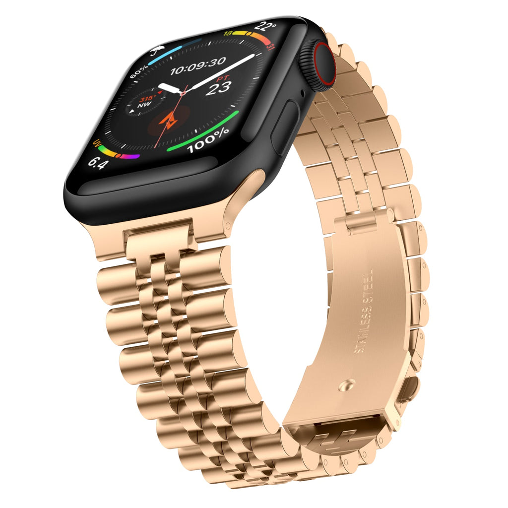 Stainless Steel Link Bracelet Band - The Perth in Gold Small - Compatible with Apple Watch Size 38mm to 41mm