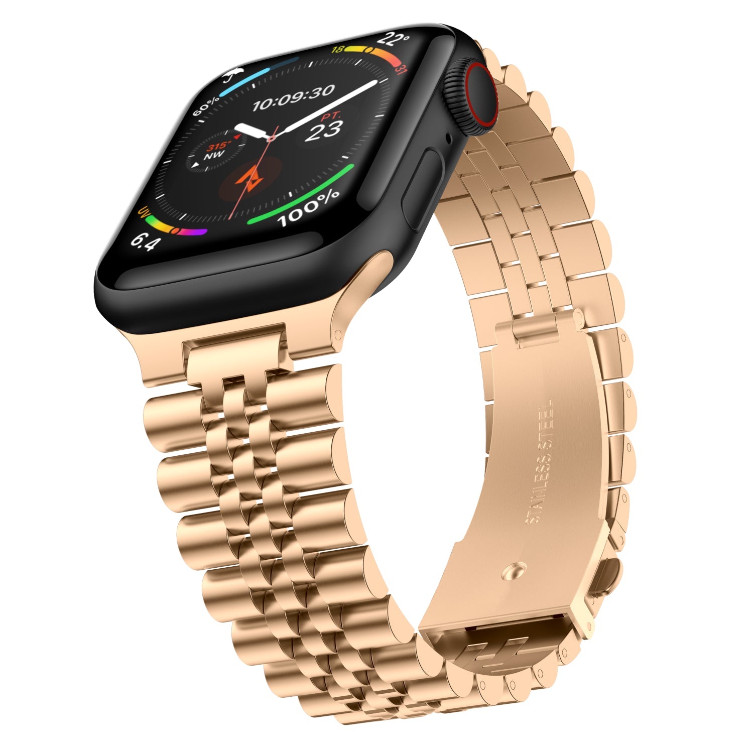 Stainless Steel Link Bracelet Band - The Perth in Gold Small - Compatible with Apple Watch Size 38mm to 41mm
