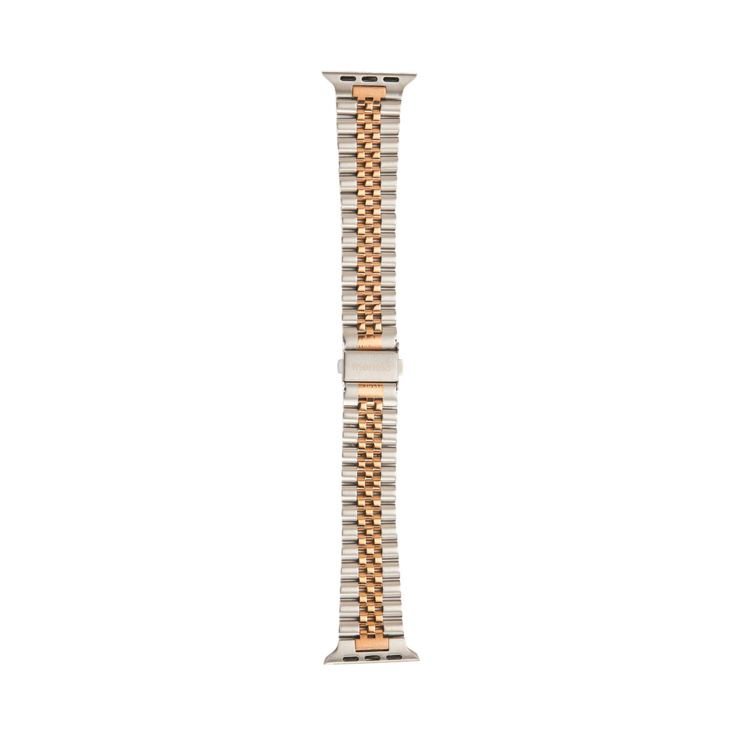 Stainless Steel Link Bracelet Band - The Perth in Silver and Rose Small - Compatible with Apple Watch Size 38mm to 41mm