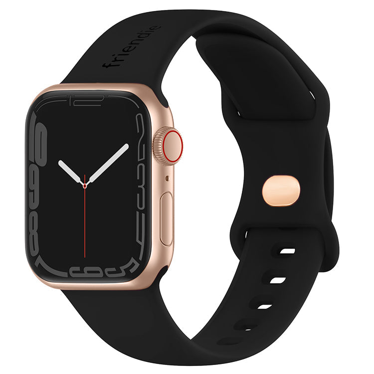 Silicone Sports Band Black with Gold Pin - The Noosa Large - Compatible with Apple Watch Size 42mm to 45mm