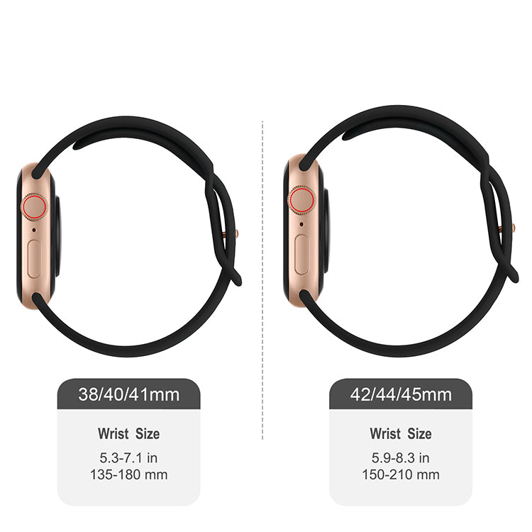 Silicone Sports Band Black with Gold Pin - The Noosa Small - Compatible with Apple Watch Size 38mm to 41mm